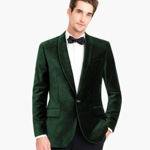 J. Crew 38R Ludlow Velvet Green Jacket